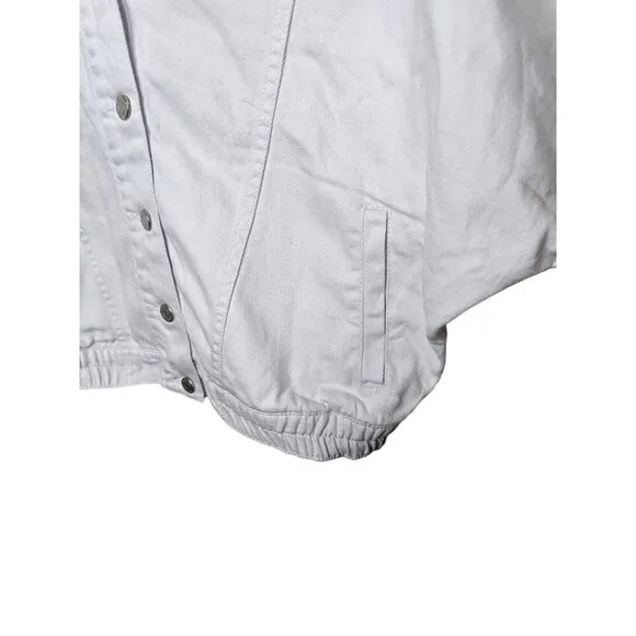 Habitual Denim Jacket Cropped Size S White Buttoned Up Short Sleeve
