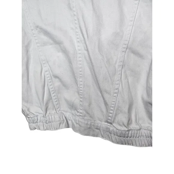Habitual Denim Jacket Cropped Size S White Buttoned Up Short Sleeve