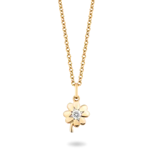 Hallmark Fine Jewelry Minimalist Clover Pendant in 14K Yellow Gold with Diamond