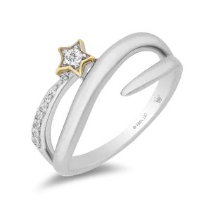 Hallmark Fine Jewelry Wrap Star Ring in Sterling Silver & 14K Yellow Gold with Diamonds