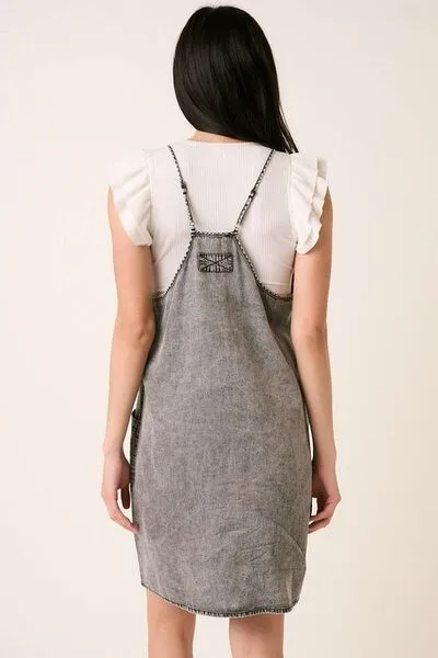 Hazel Blues® |  Mittoshop Washed Patch Pocket Mini Cami Denim Dress