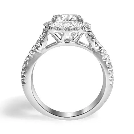 Henri Daussi 0.90ct GIA Certified Round  Center Halo 1.62ct tw Interlaced Shank Engagement Ring