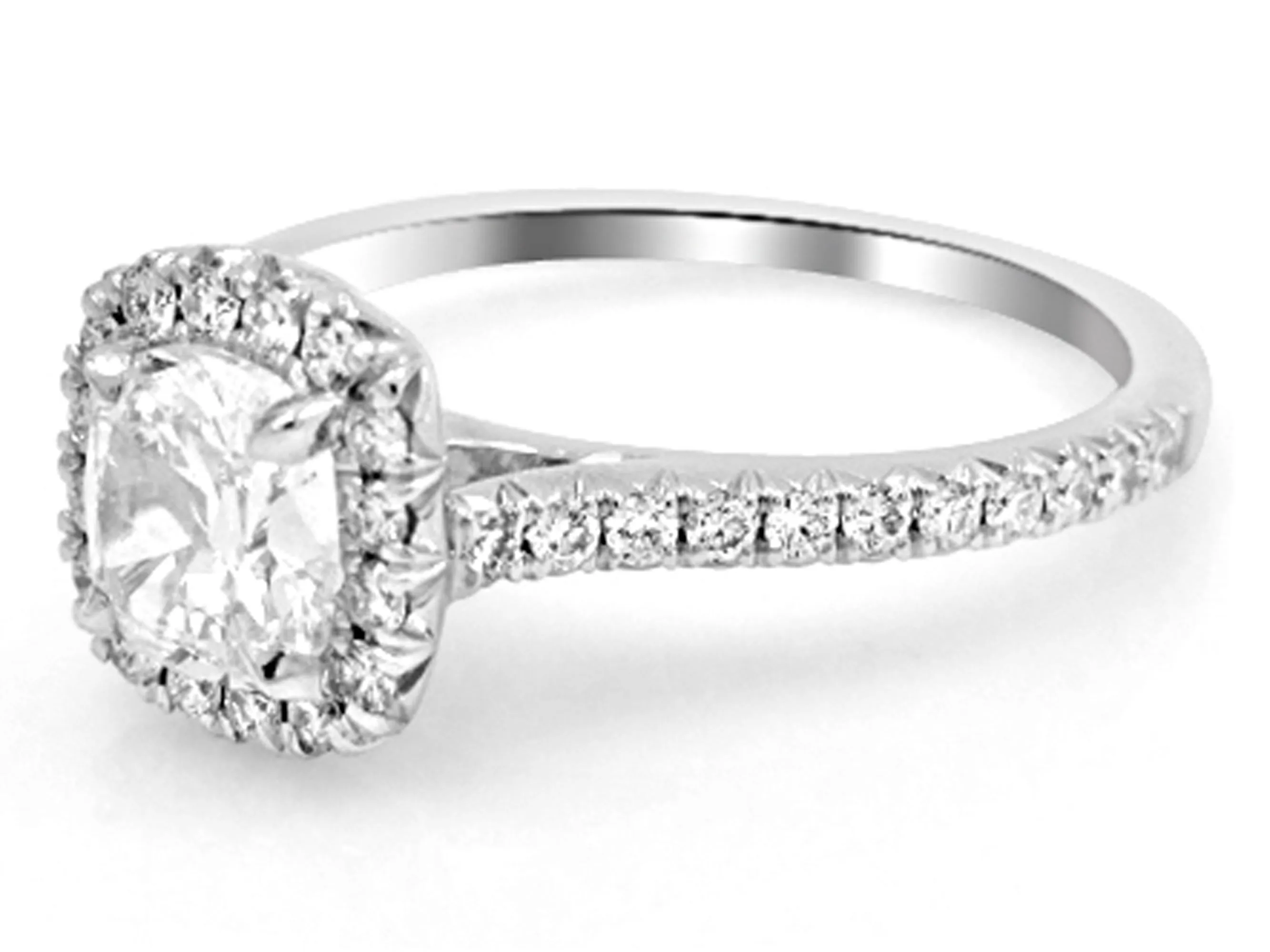 Henri Daussi 1.01ct tw Cushion Halo Certified Engagement Anniversary Ring