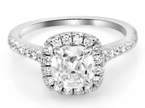 Henri Daussi 1.01ct tw Cushion Halo Certified Engagement Anniversary Ring