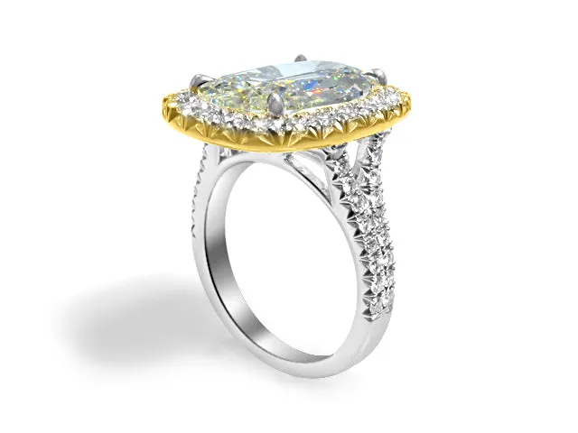 Henri Daussi Designer Signed 6.17ct tw GIA Certified Cushion Halo Split Shank Engagement Anniversary Ring
