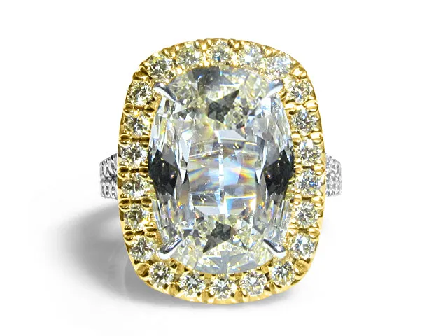 Henri Daussi Designer Signed 6.17ct tw GIA Certified Cushion Halo Split Shank Engagement Anniversary Ring