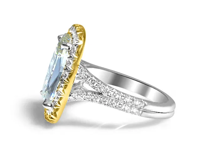 Henri Daussi Designer Signed 6.17ct tw GIA Certified Cushion Halo Split Shank Engagement Anniversary Ring