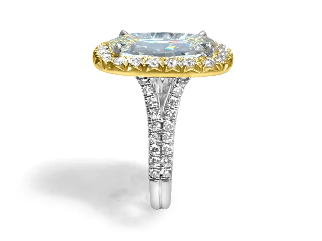 Henri Daussi Designer Signed 6.17ct tw GIA Certified Cushion Halo Split Shank Engagement Anniversary Ring