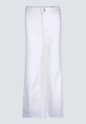High Rise Wide Leg Adele Women's Soft Wash Jeans, White - BL16012