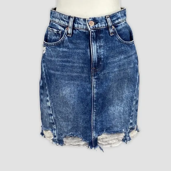 Hudson Lulu Frayed Denim Pencil Skirt 26