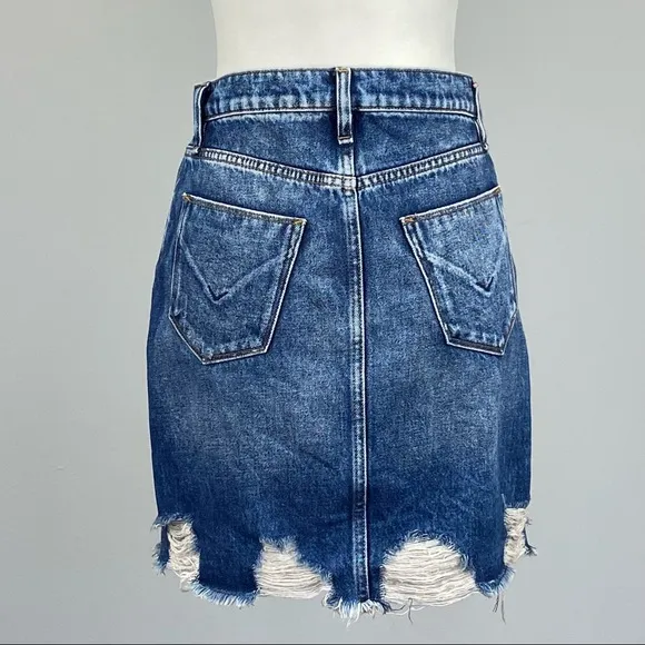 Hudson Lulu Frayed Denim Pencil Skirt 26