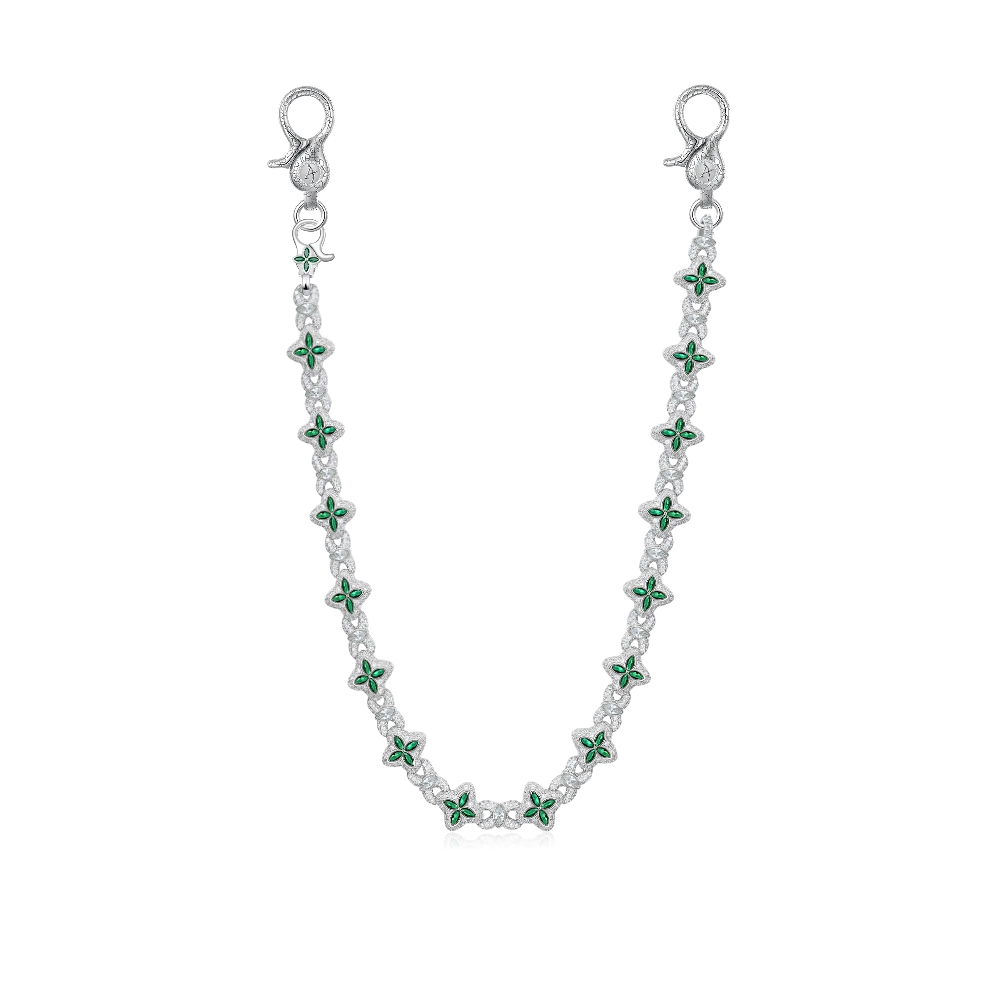 Iced Luminous Clover Necklace & Wallet Chain
