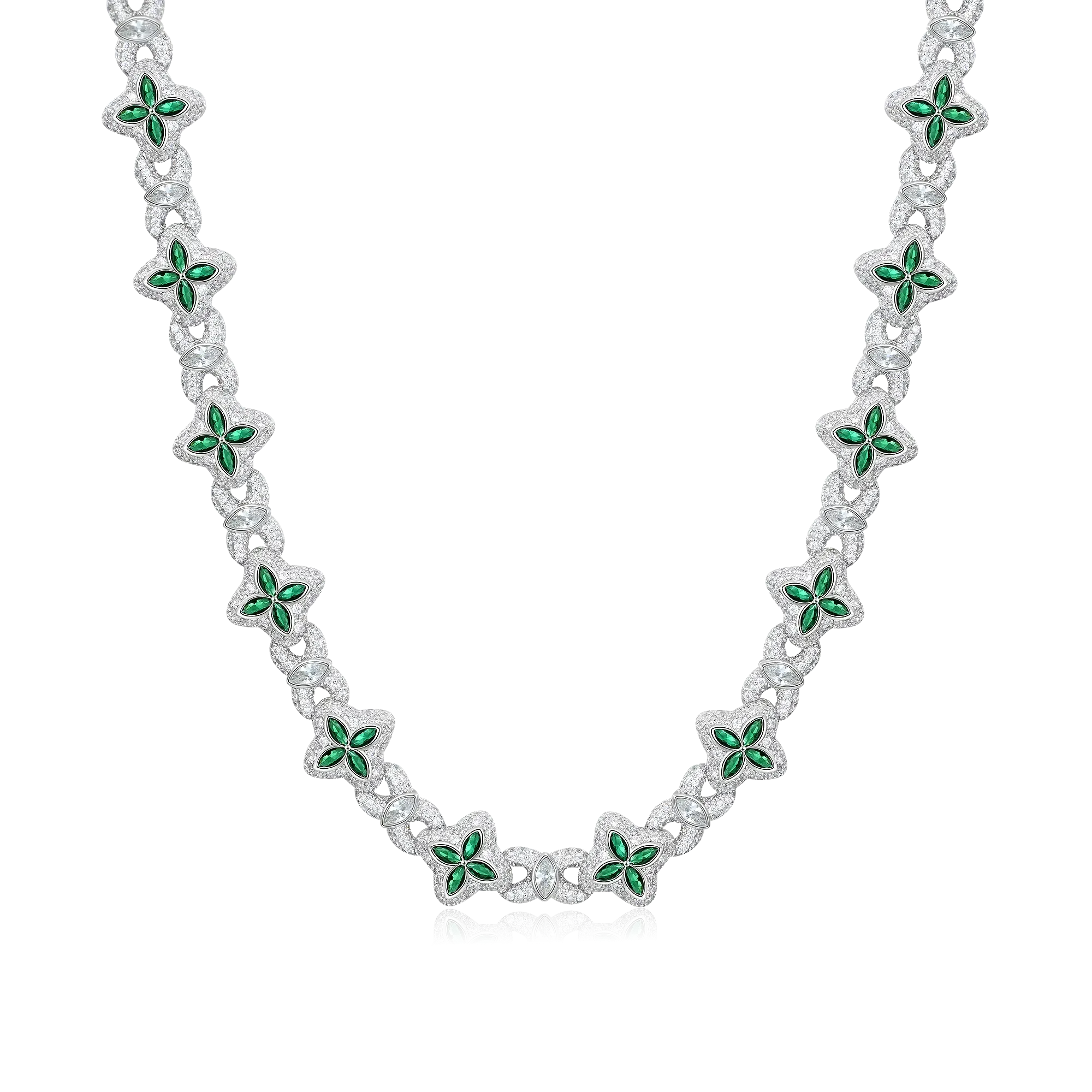 Iced Luminous Clover Necklace & Wallet Chain