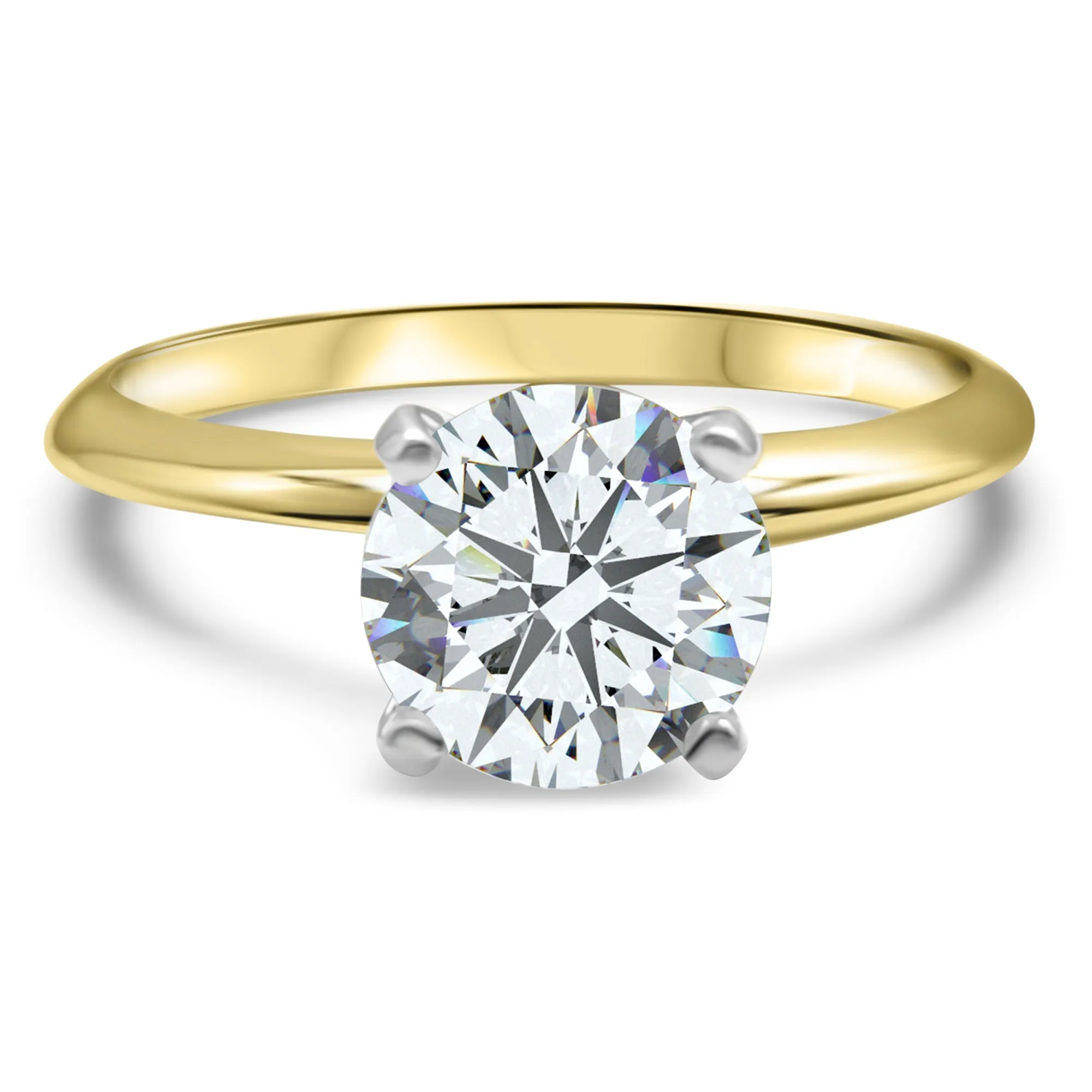IGI Certified Diamond F Color Bridal Set | 14k Yellow Gold 4-Prong Solitaire Engagement Ring and Wedding Band