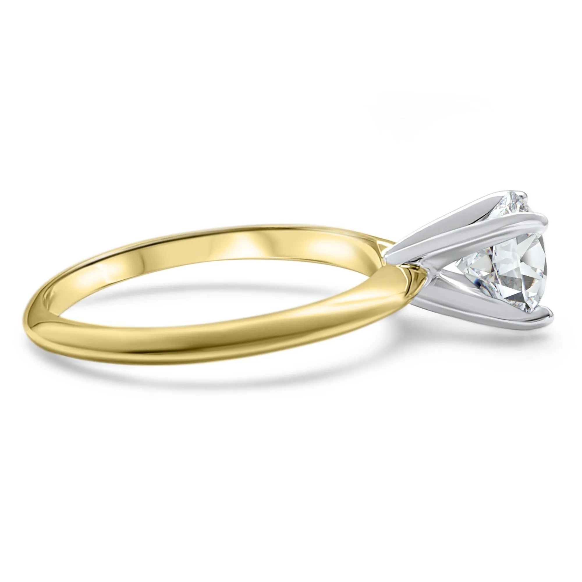 IGI Certified Diamond F Color Bridal Set | 14k Yellow Gold 4-Prong Solitaire Engagement Ring and Wedding Band