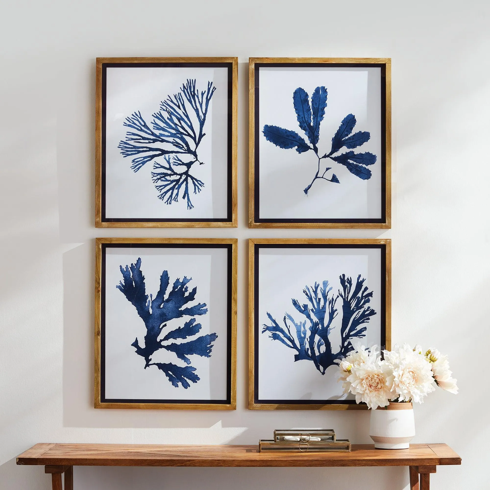 Indigo Seaweed Prints, Set Of 4