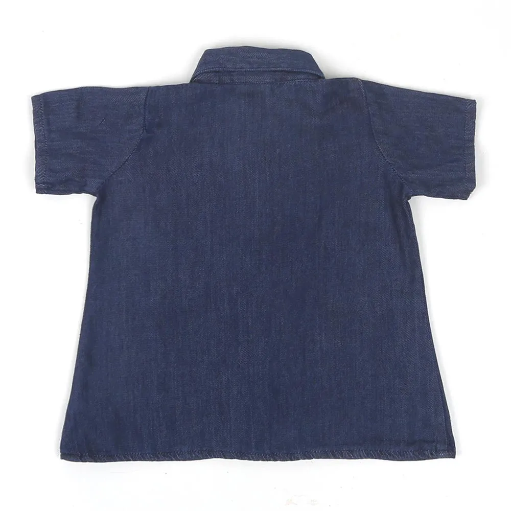 Infant Girls Top Denim Rainbow EMB - Mid Blue | Bachaa Party Baby Clothes Girls Tops & T-Shirts