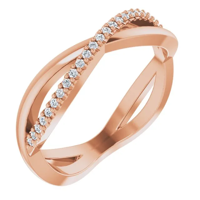 Infinity Design Round Diamond Wedding Band Open Twist Anniversary Ring