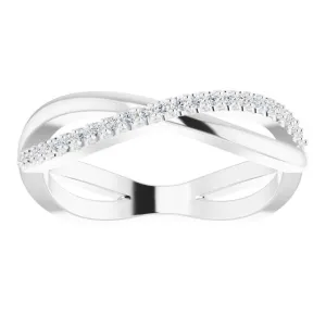 Infinity Design Round Diamond Wedding Band Open Twist Anniversary Ring