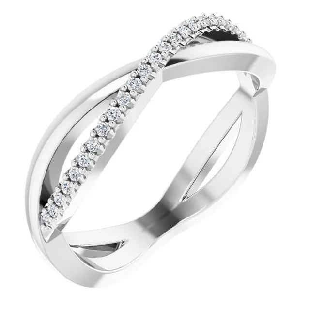 Infinity Design Round Diamond Wedding Band Open Twist Anniversary Ring