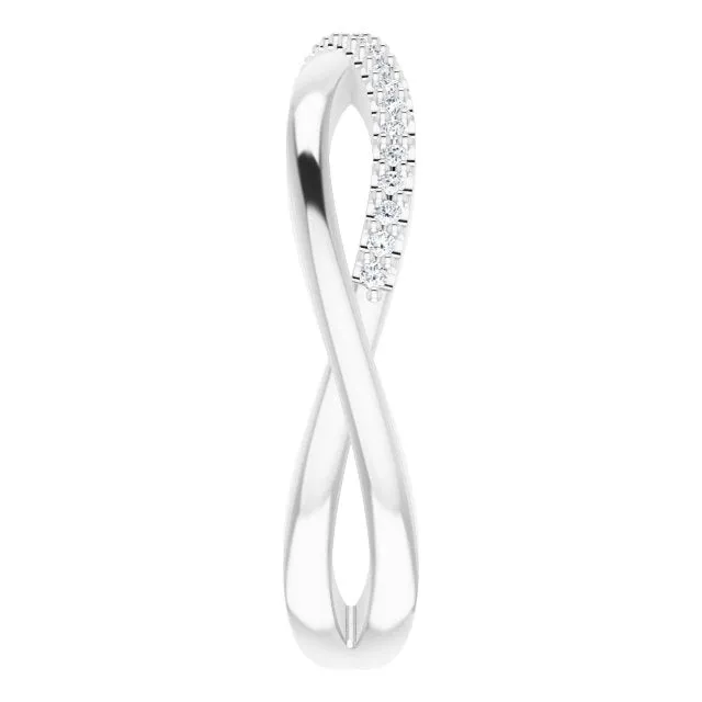 Infinity Design Round Diamond Wedding Band Open Twist Anniversary Ring