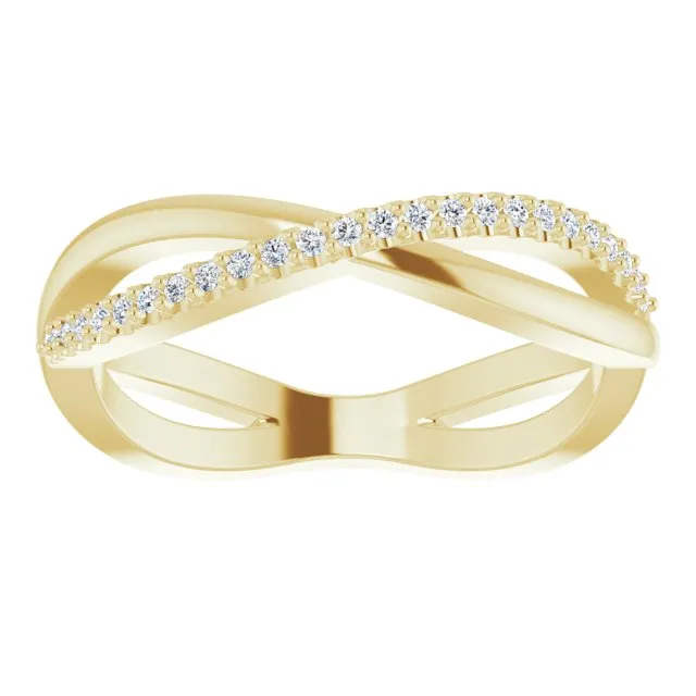Infinity Design Round Diamond Wedding Band Open Twist Anniversary Ring