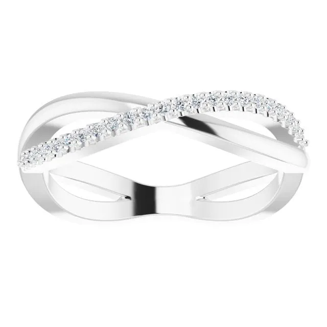 Infinity Design Round Diamond Wedding Band Open Twist Anniversary Ring