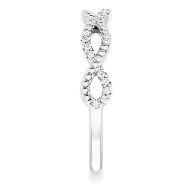 Infinity Style Round Diamond Wedding Band Milgrain Accent Anniversary Ring