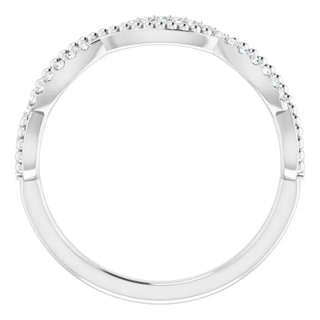 Infinity Style Round Diamond Wedding Band Milgrain Accent Anniversary Ring