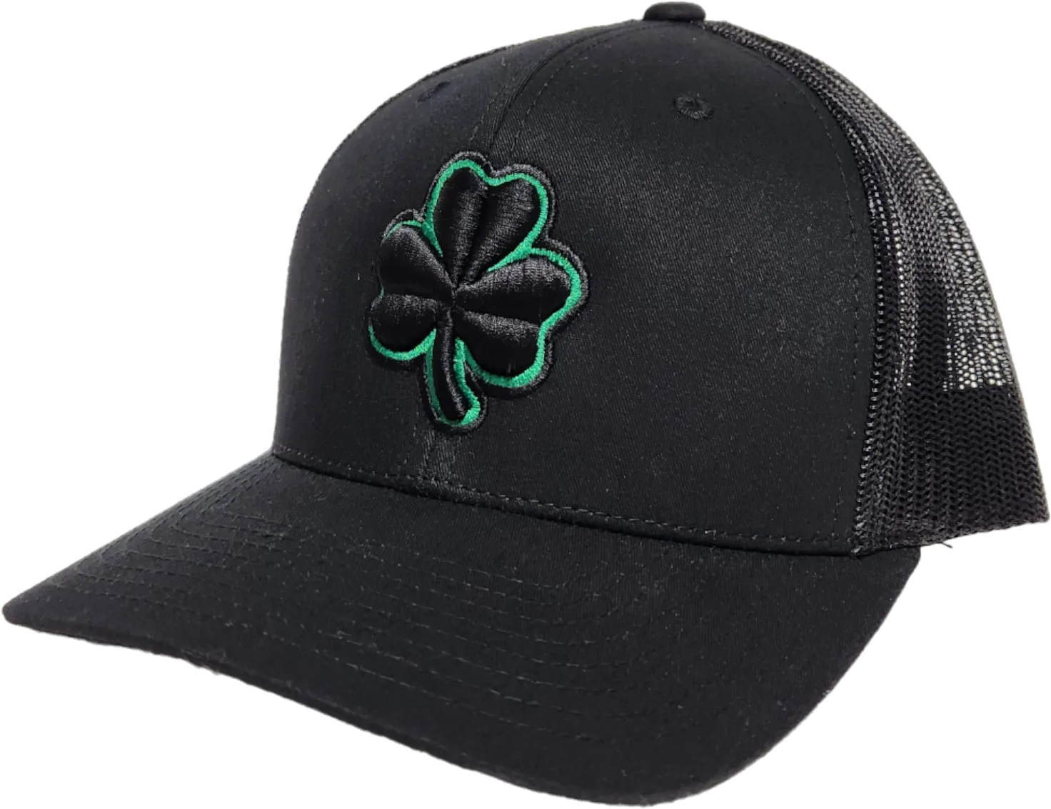 Irish Trucker Cap Essence Clover Black