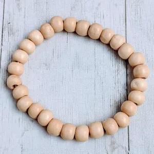 Ivory Wood Bead Stretch bracelet - Unisex