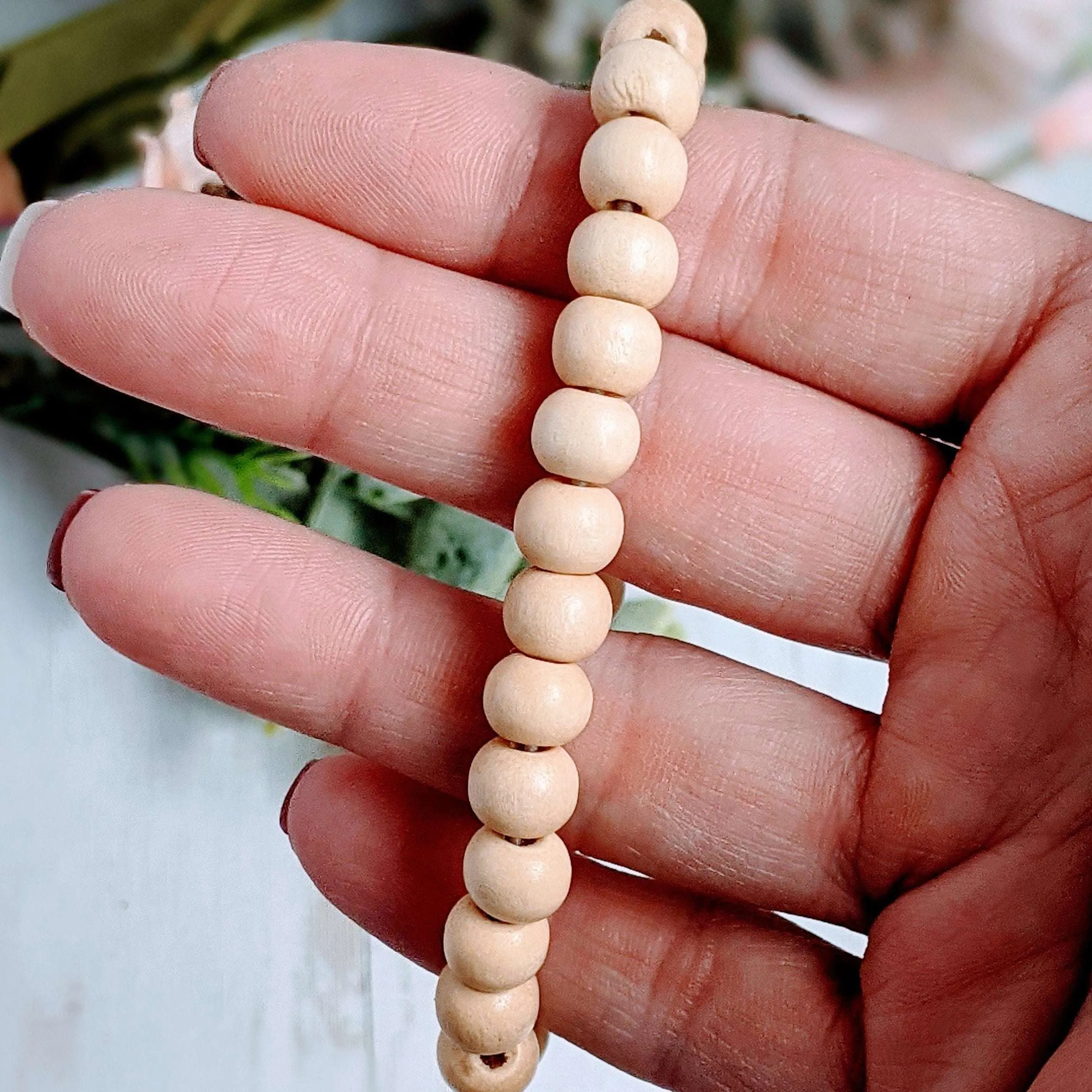 Ivory Wood Bead Stretch bracelet - Unisex