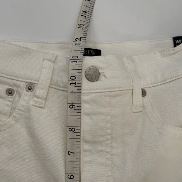 J. Crew Factory NEW Wide Leg Crop Jeans Women's 26 Cream Raw Hem Stretch Denim