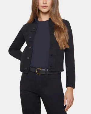 JANELLE SLIM RAW JACKET IN SATURATED BLACK