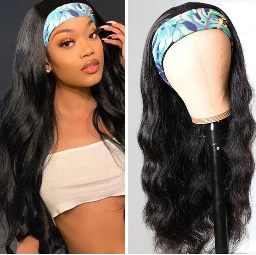 Jessica | Black Long Wavy Synthetic Hair Headband Wig