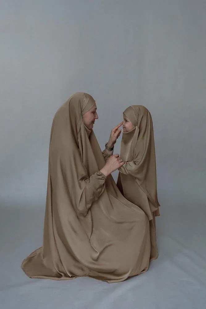 Khaki Adult prayer gown from "Mommy and Me" Prayer Khimar collection