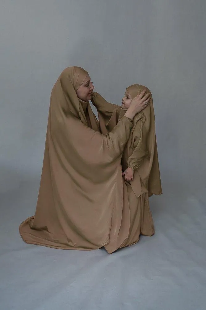 Khaki Adult prayer gown from "Mommy and Me" Prayer Khimar collection