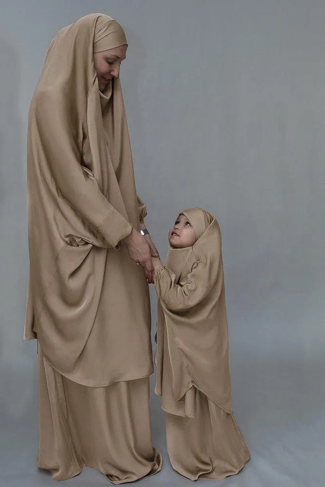Khaki Adult prayer gown from "Mommy and Me" Prayer Khimar collection