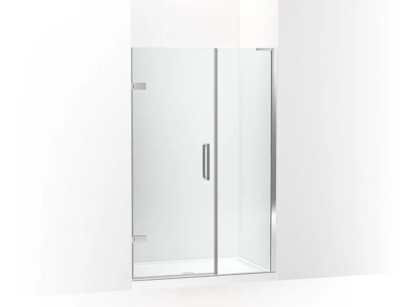 KOHLER K-27604-10L Composed 45-1/4"–46" W x 71-1/2" H frameless pivot shower door with 3/8" Crystal Clear glass and back-to-back vertical door pulls