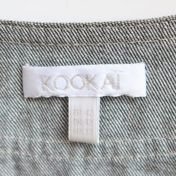 Kookai Black &amp; Grey Jean Sequin Embellished Open Front Cropped Blazer Jacket XS
