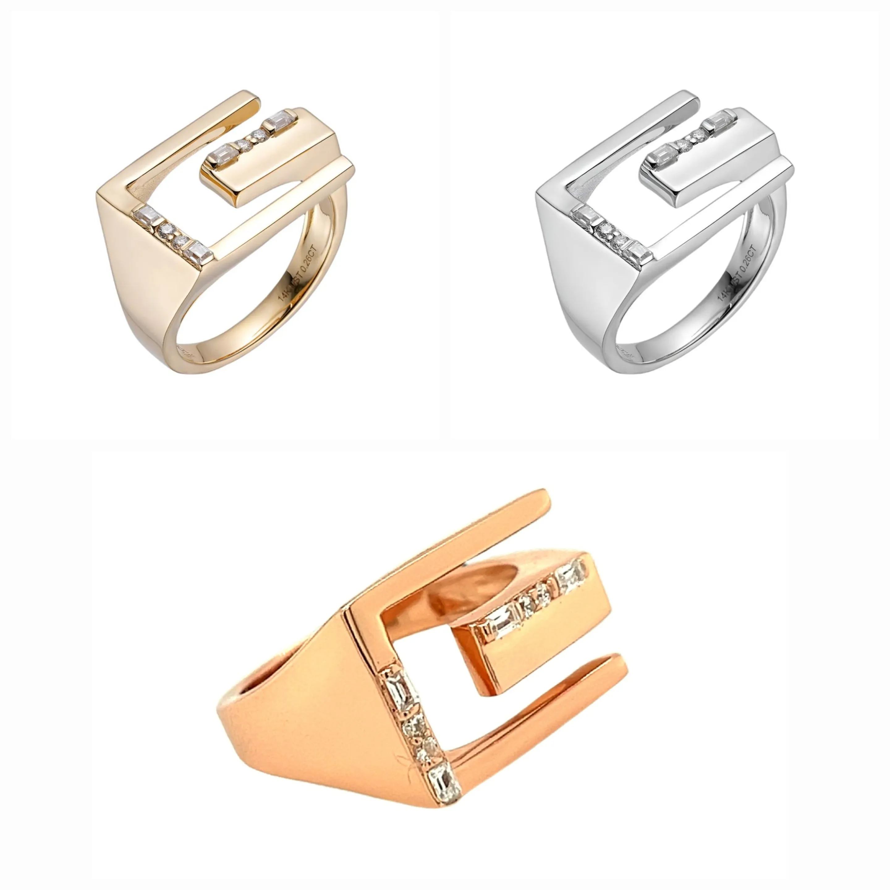 Lab-Created Moissanite Emerald cut G open Baguette Sterling Ring - M102879