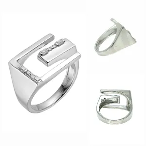 Lab-Created Moissanite Emerald cut G open Baguette Sterling Ring - M102879