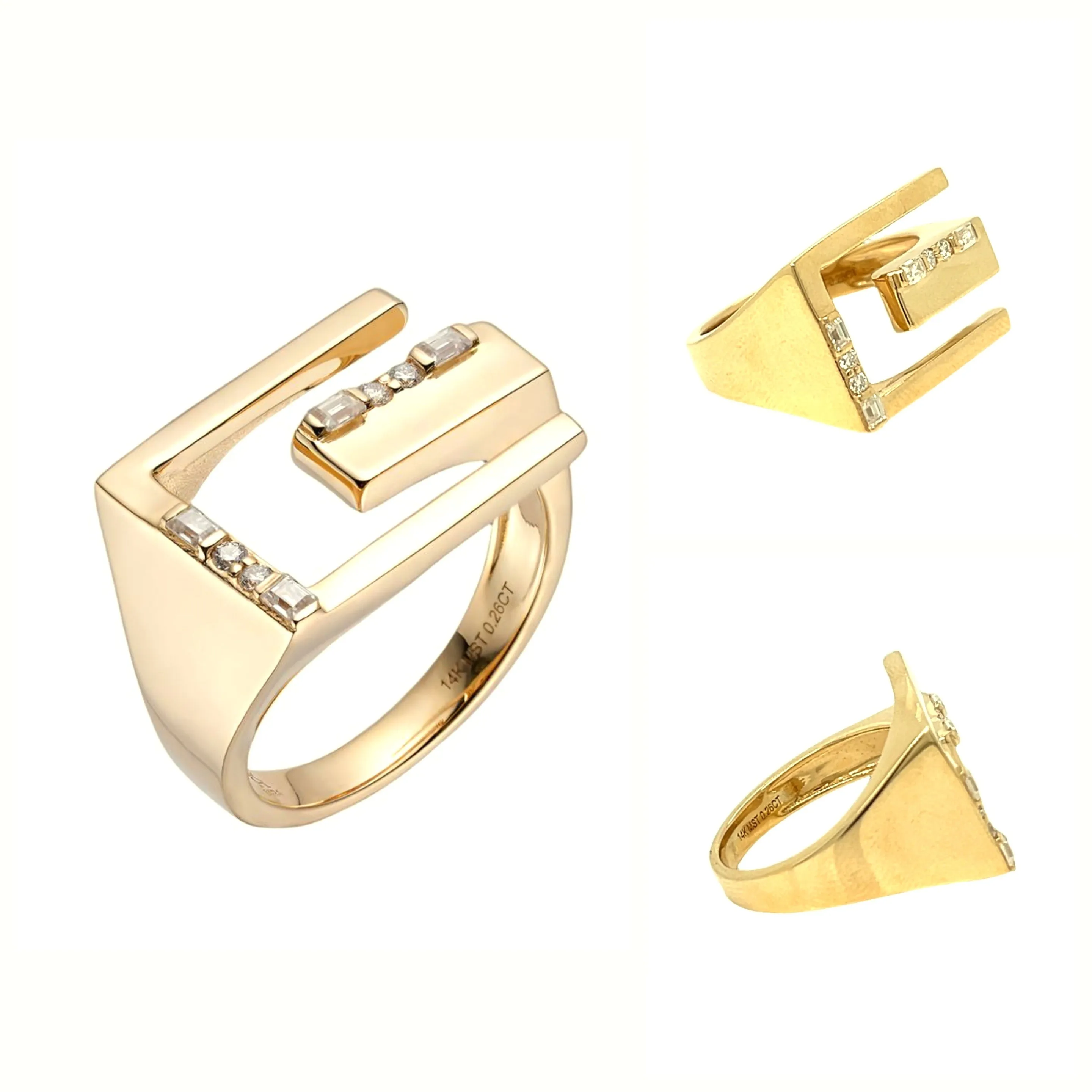 Lab-Created Moissanite Emerald cut G open Baguette Sterling Ring - M102879