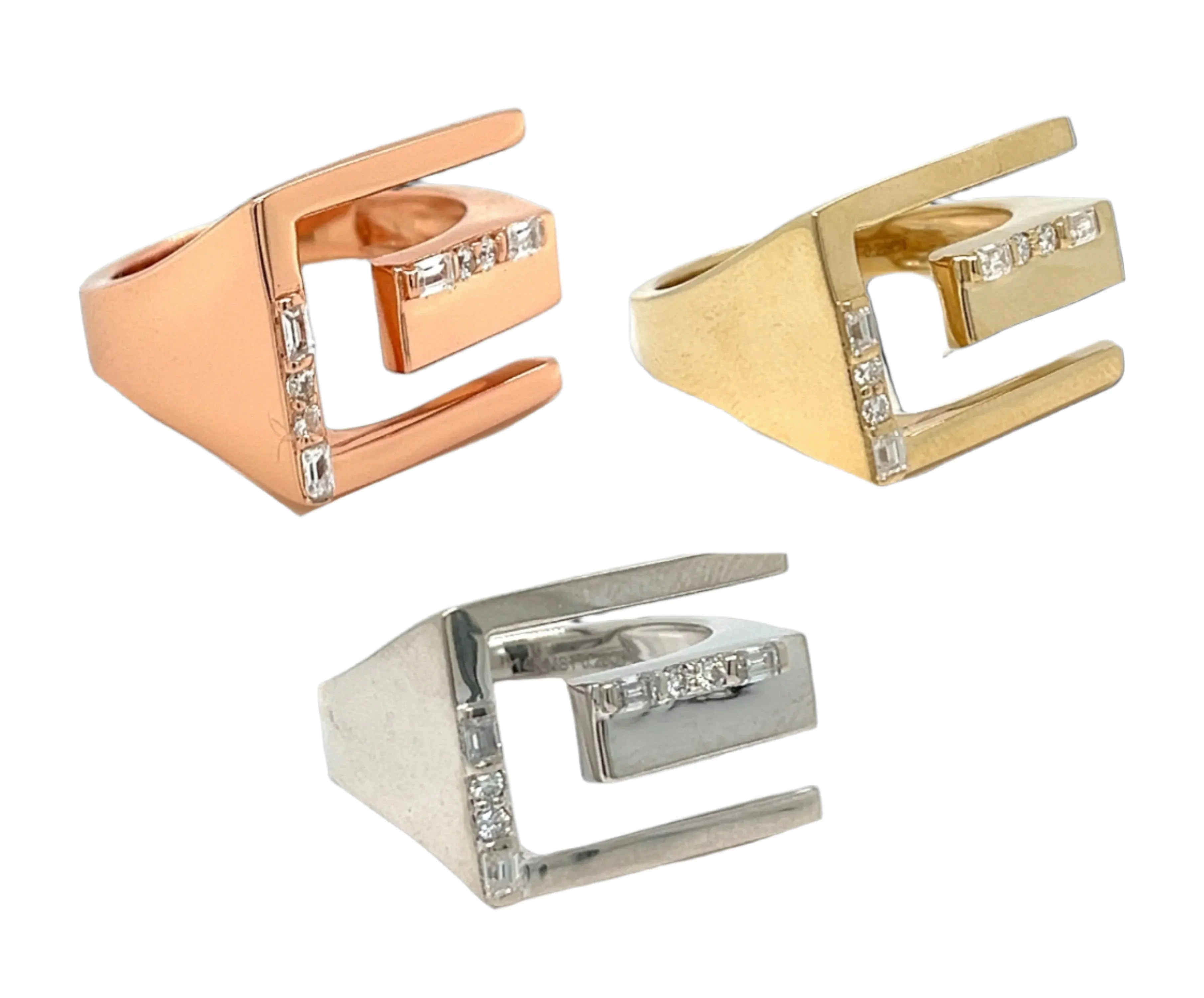 Lab-Created Moissanite Emerald cut G open Baguette Sterling Ring - M102879
