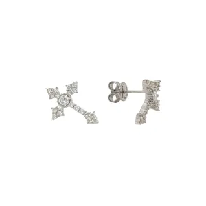 Lab-Created Moissanite Sterling Silver Cross Earrings - M200019