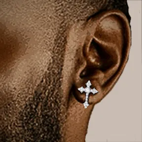 Lab-Created Moissanite Sterling Silver Cross Earrings - M200019