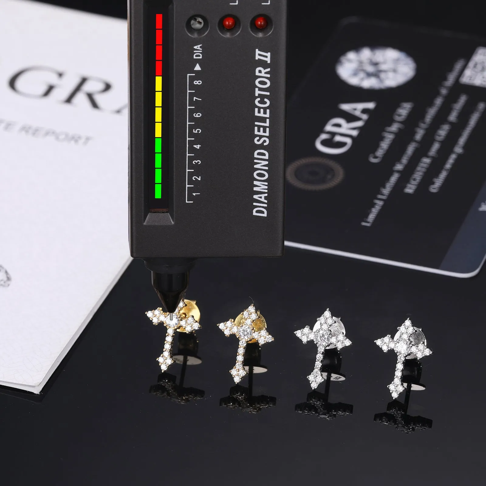 Lab-Created Moissanite Sterling Silver Cross Earrings - M200019