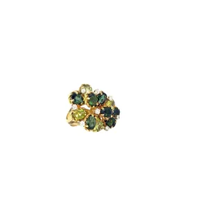 Ladies 18k Yellow Gold Green Tourmaline and Peridot ring