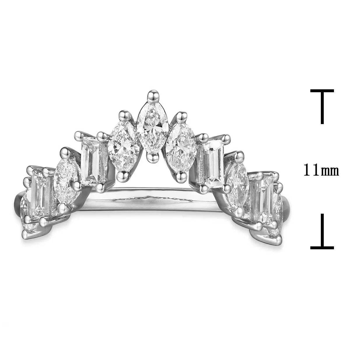 Ladies Curved Diamond V- Shape Crown Ring