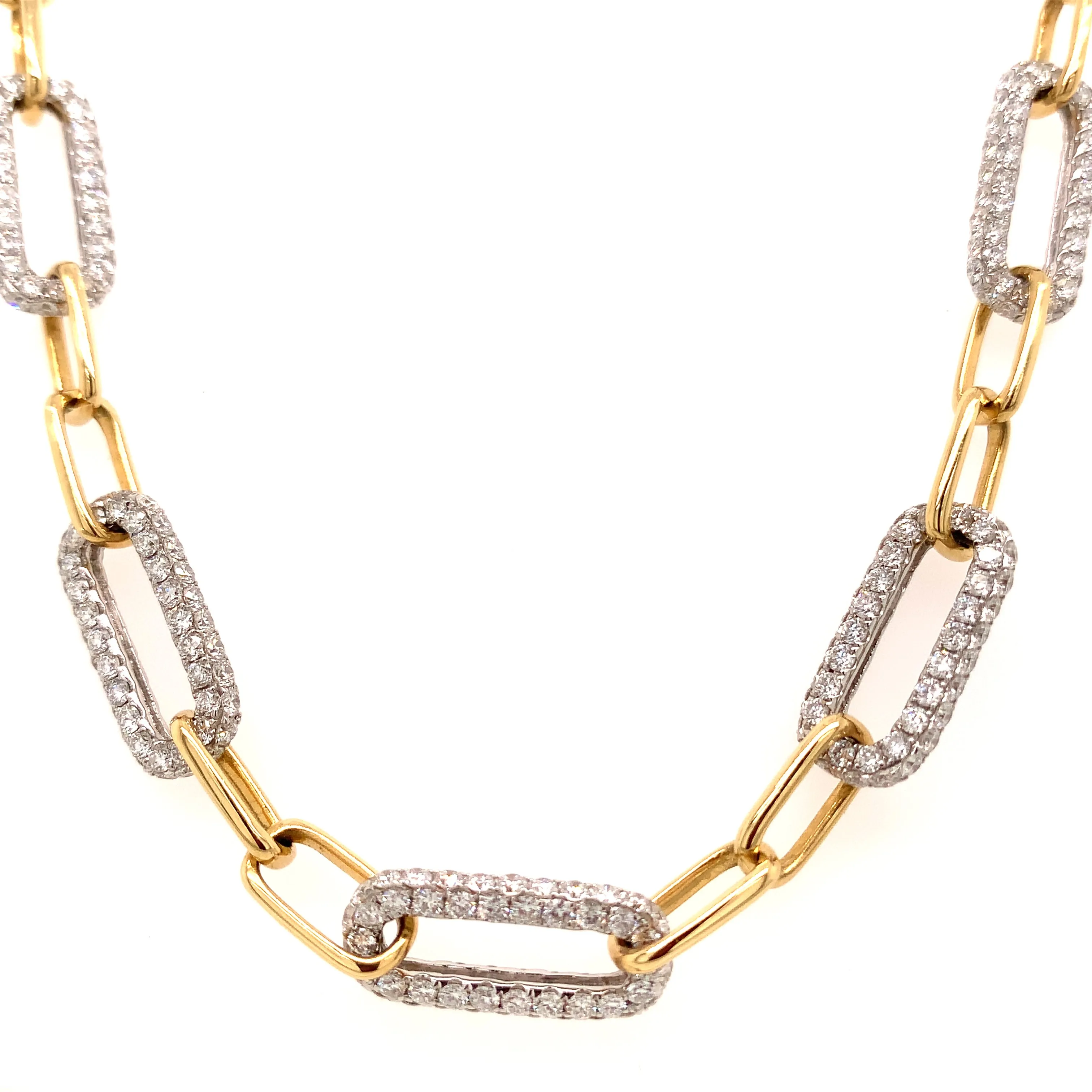 ﻿﻿Ladies Diamond Pave Two Tone Link Necklace